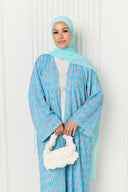 Yara Abaya in Aqua Bloom