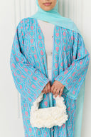 Yara Abaya in Aqua Bloom