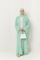 Polka Dot Printed Abaya in Mint