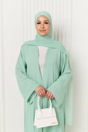 Polka Dot Printed Abaya in Mint