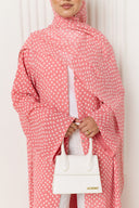 Polka Dot Printed Abaya in Coral Pink