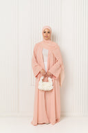 Polka Dot Printed Abaya in Blush