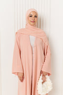Polka Dot Printed Abaya in Blush