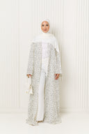 Polka Dot Printed Abaya in Black
