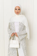 Polka Dot Printed Abaya in Black