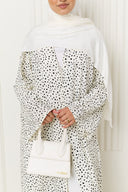 Polka Dot Printed Abaya in Black