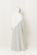 Polka Dot Printed Abaya in Black