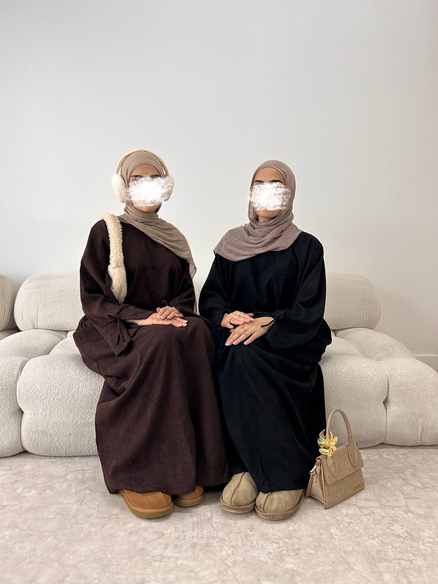 Hiba Corduroy Abaya in Chocolate Brown