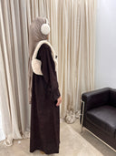 Hiba Corduroy Abaya in Chocolate Brown