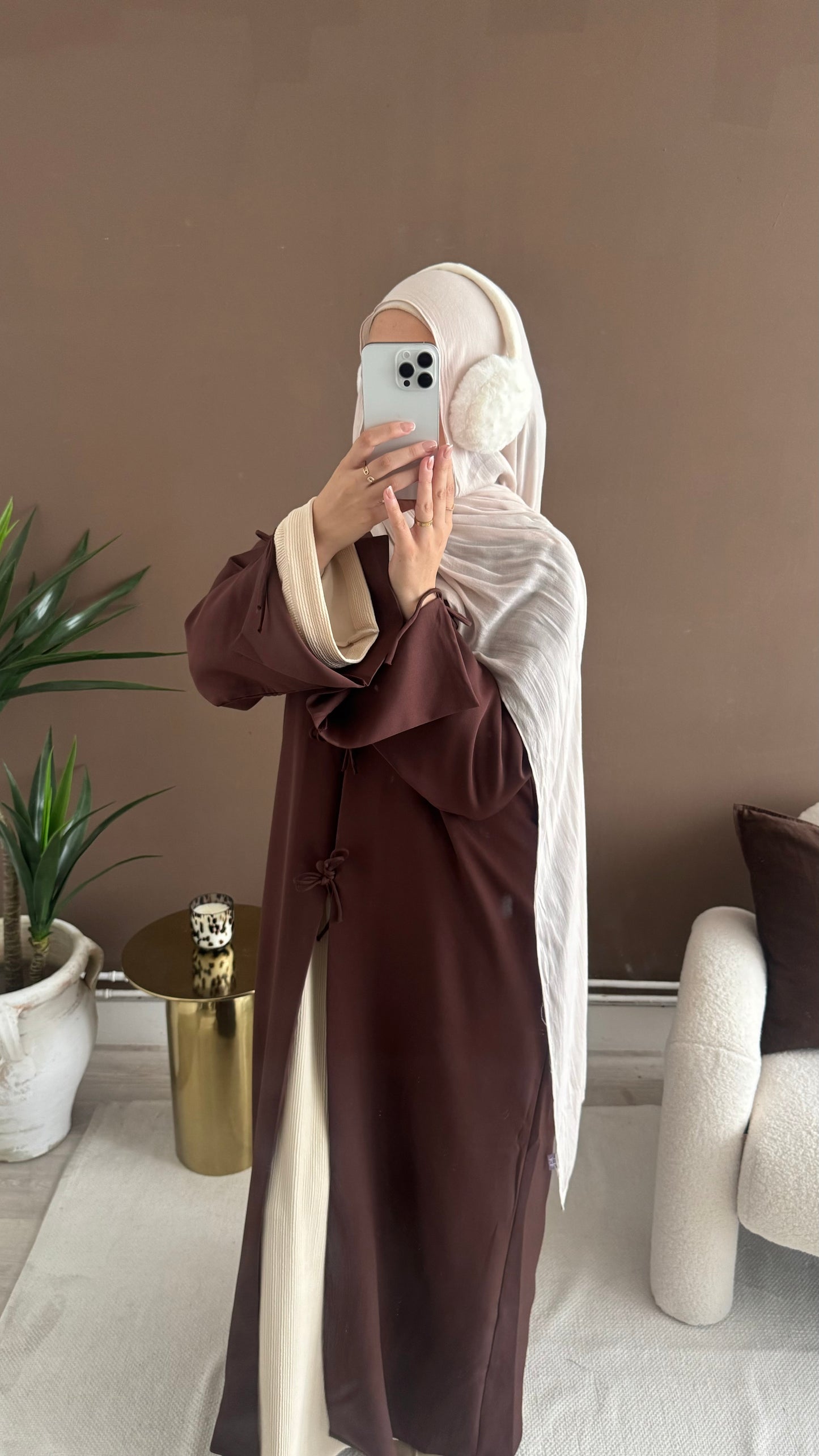 Sarah abaya Coat in  Brown