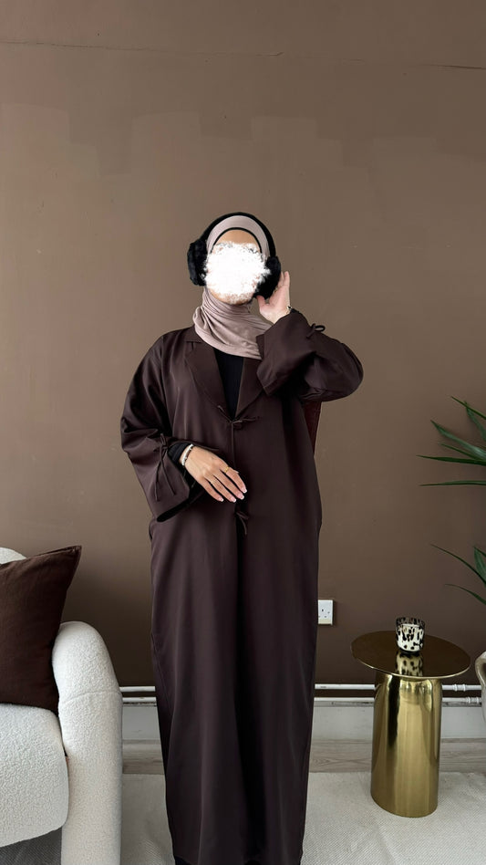 Sarah abaya Coat in Dark Brown