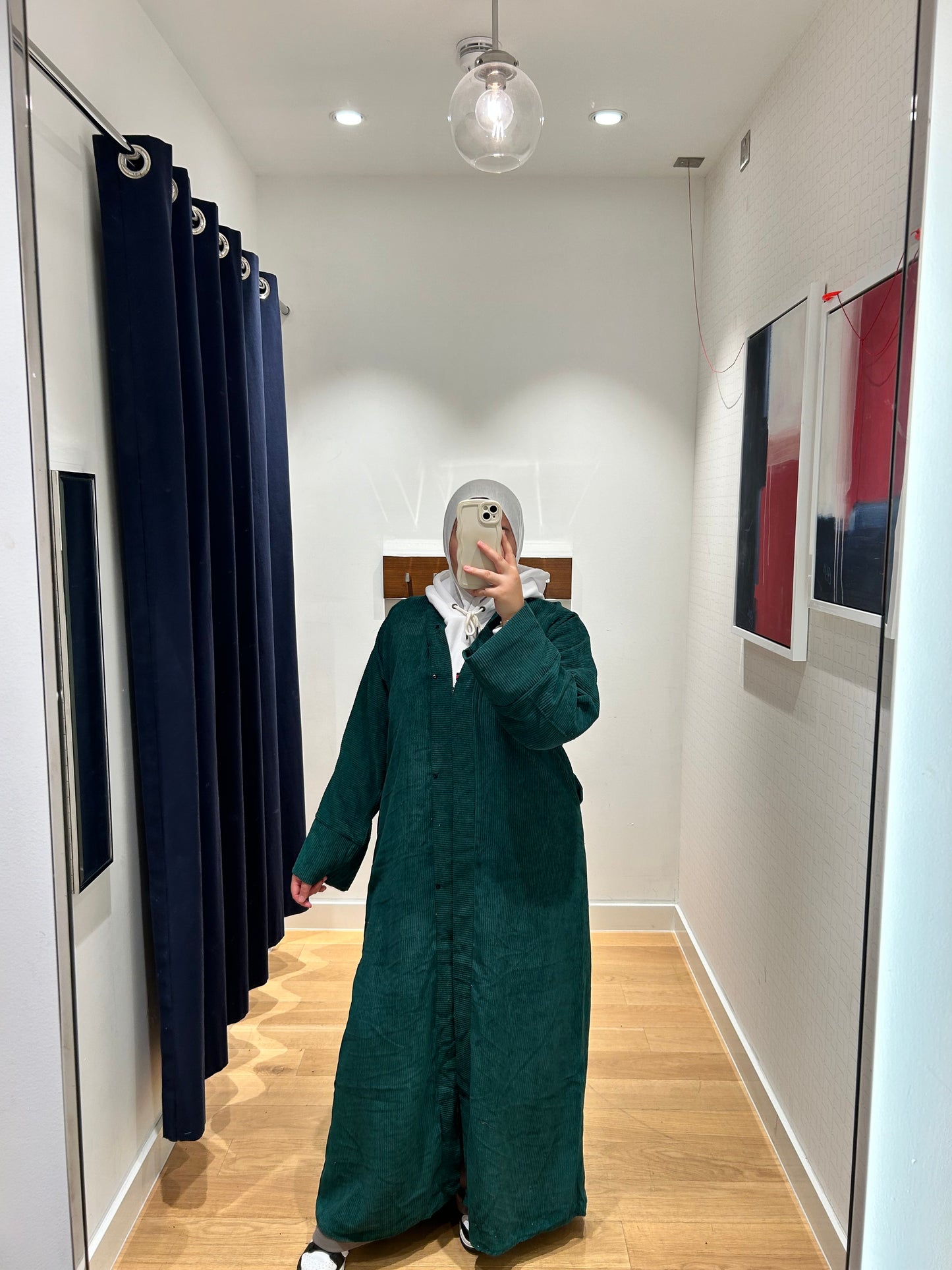 Badr Corduroy Abaya Coat in Green