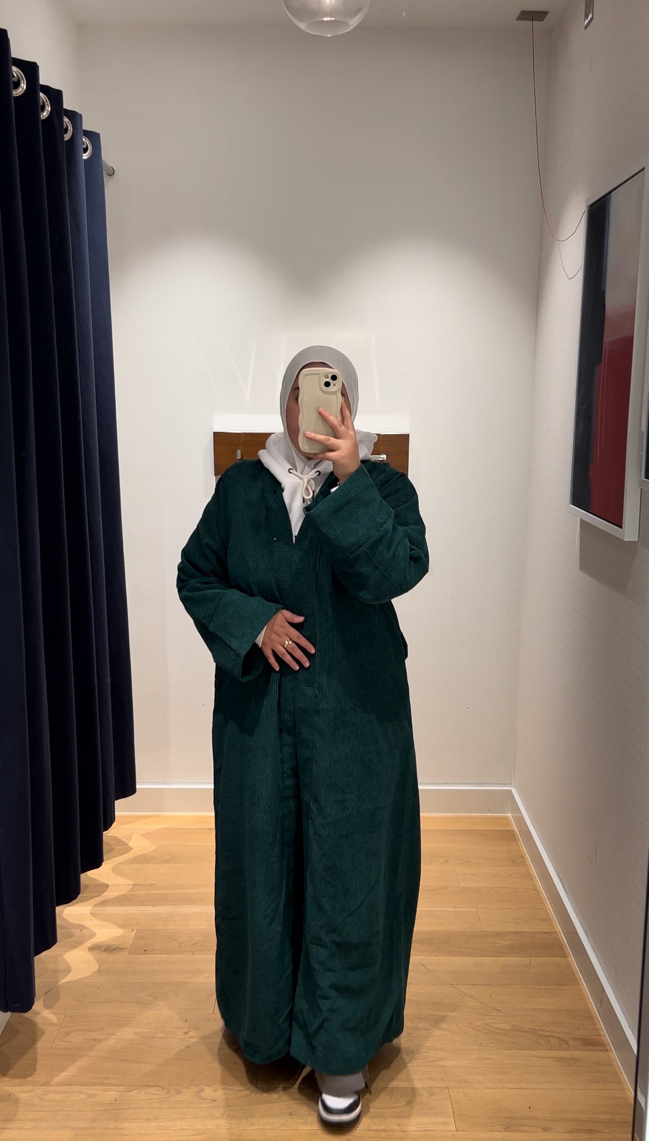 Badr Corduroy Abaya Coat in Green