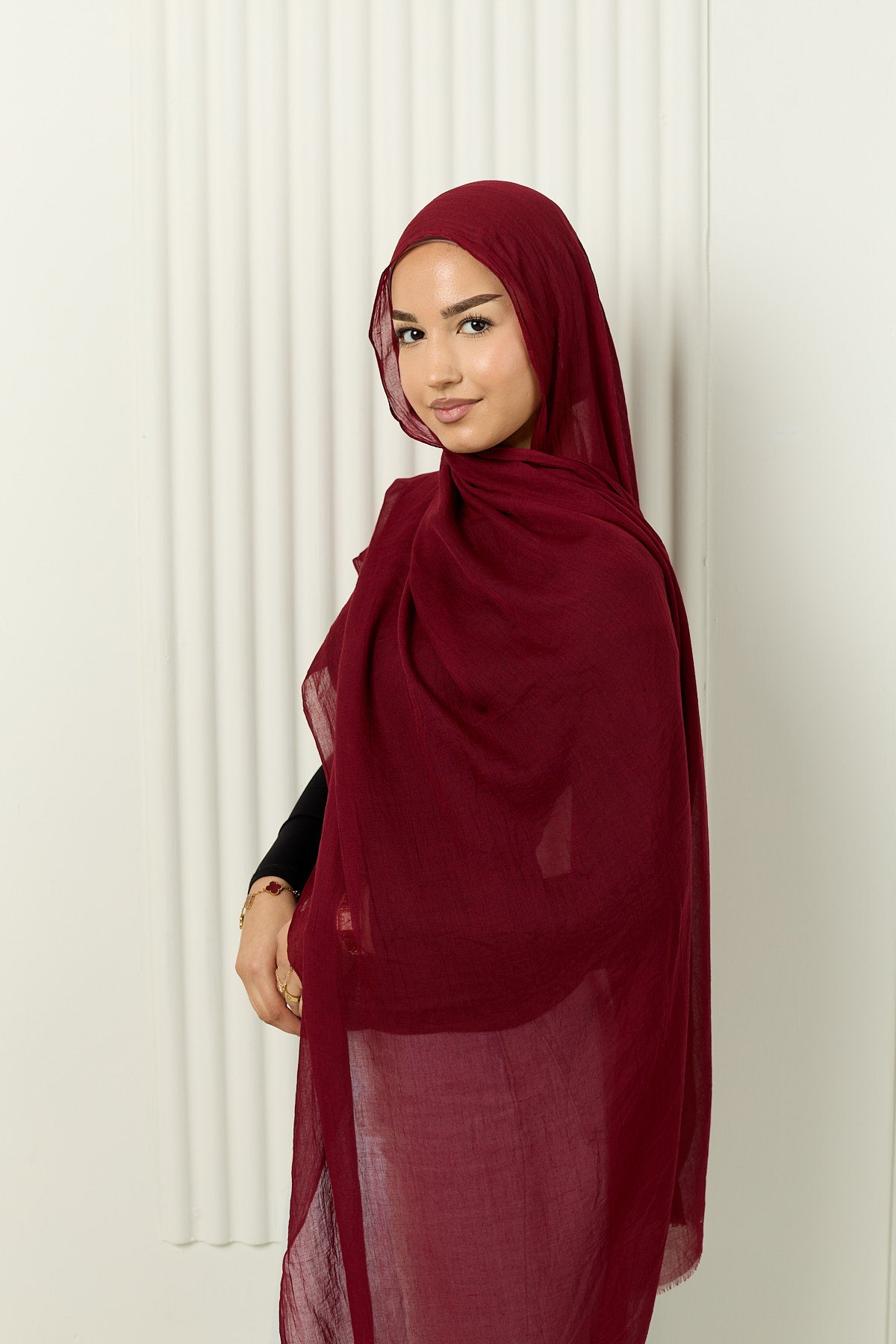 Cotton Silk Hijab in Berry Red