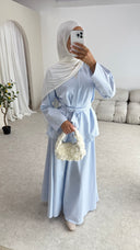 Pinstripe Skirt Set in Ice Blue