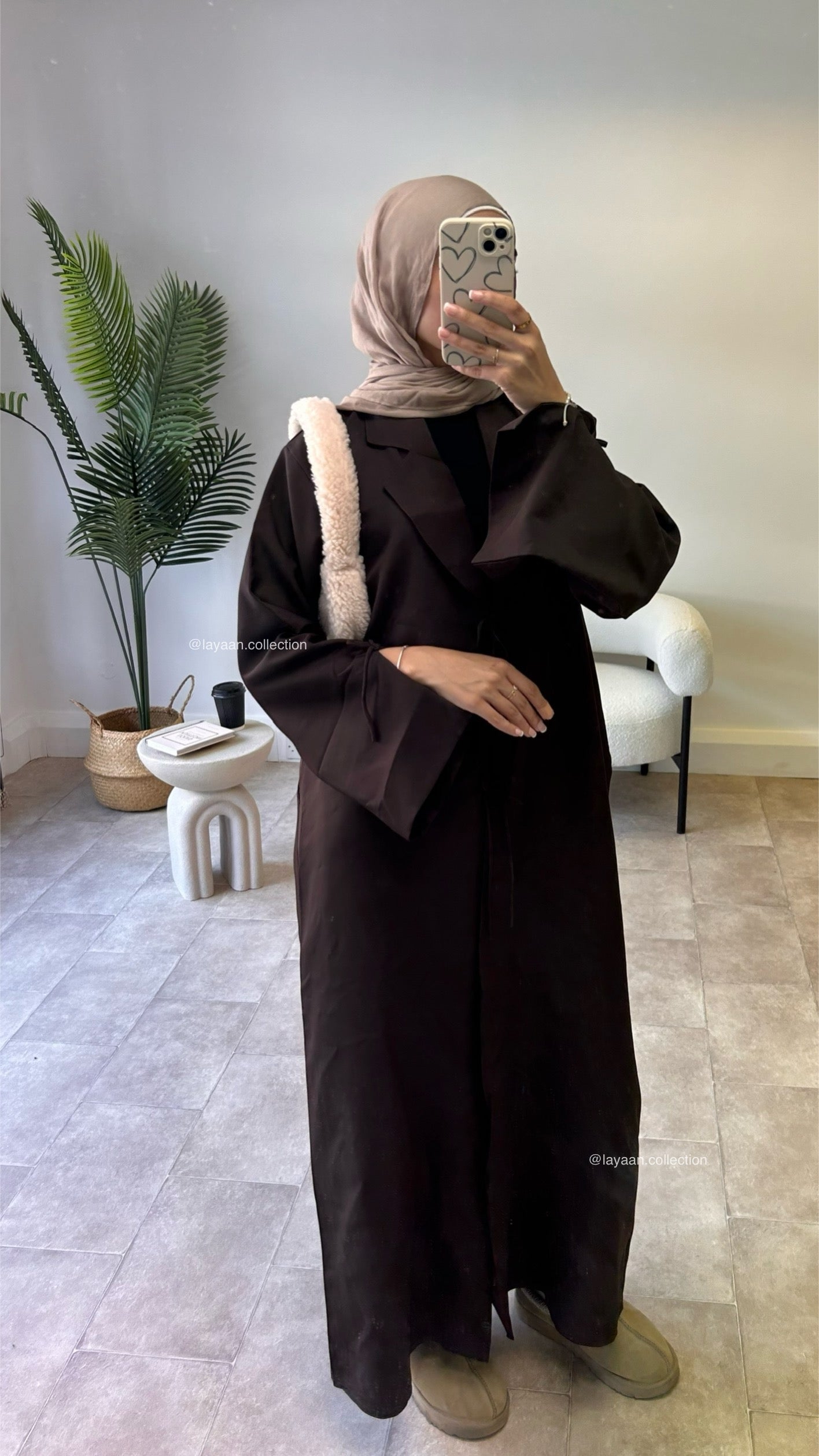 Sarah abaya Coat in Dark Brown