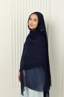 Cotton Silk Hijab in Deep Navy