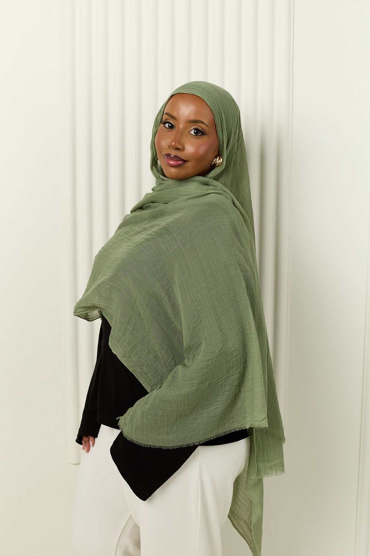 Cotton Silk Hijab in Sage Mist
