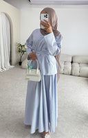 Pinstripe Skirt Set in Sky Mist