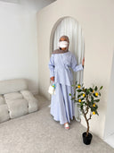 Pinstripe Skirt Set in Sky Mist