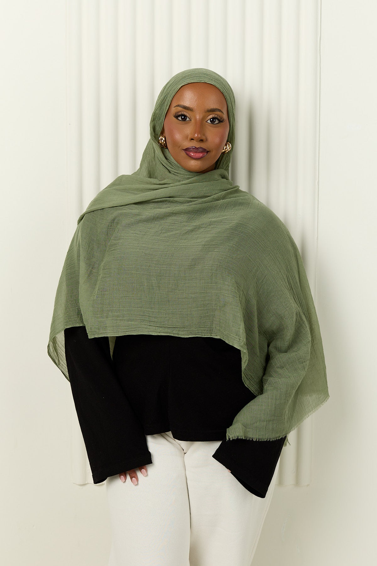 Cotton Silk Hijab in Sage Mist