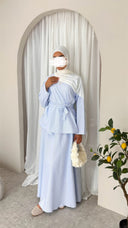 Pinstripe Skirt Set in Ice Blue