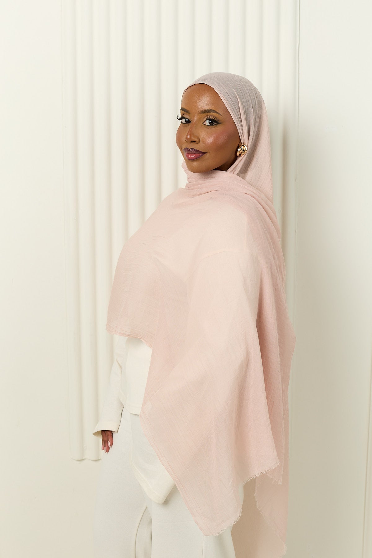 Cotton Silk Hijab in Soft Rose