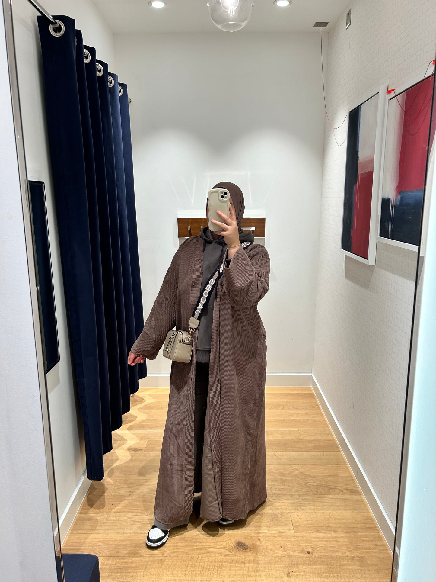 Badr Corduroy Abaya Coat in Brown