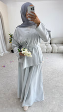 Pinstripe Skirt Set in Frost Grey