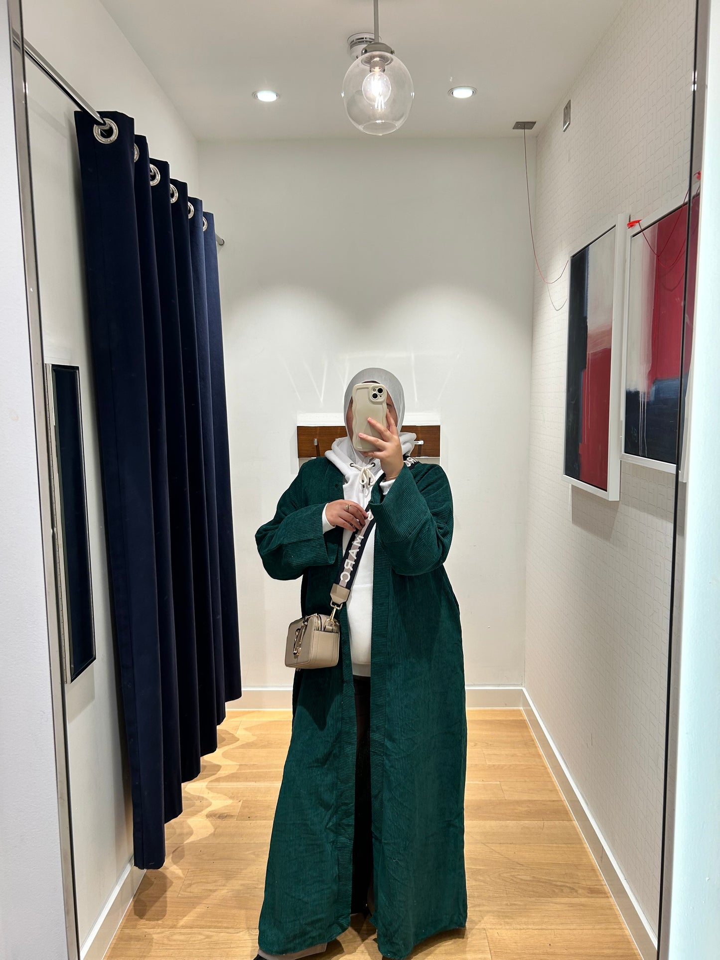 Badr Corduroy Abaya Coat in Green