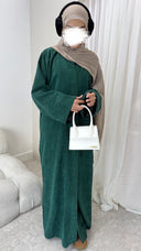 Badr Corduroy Abaya Coat in Green