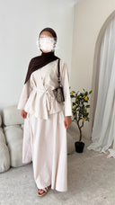 Pinstripe Skirt Set in Sandstone