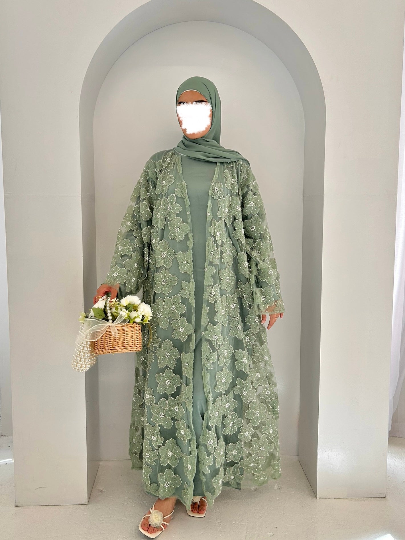 Floral Bloom in Sage Green