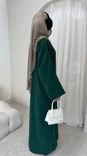 Badr Corduroy Abaya Coat in Green