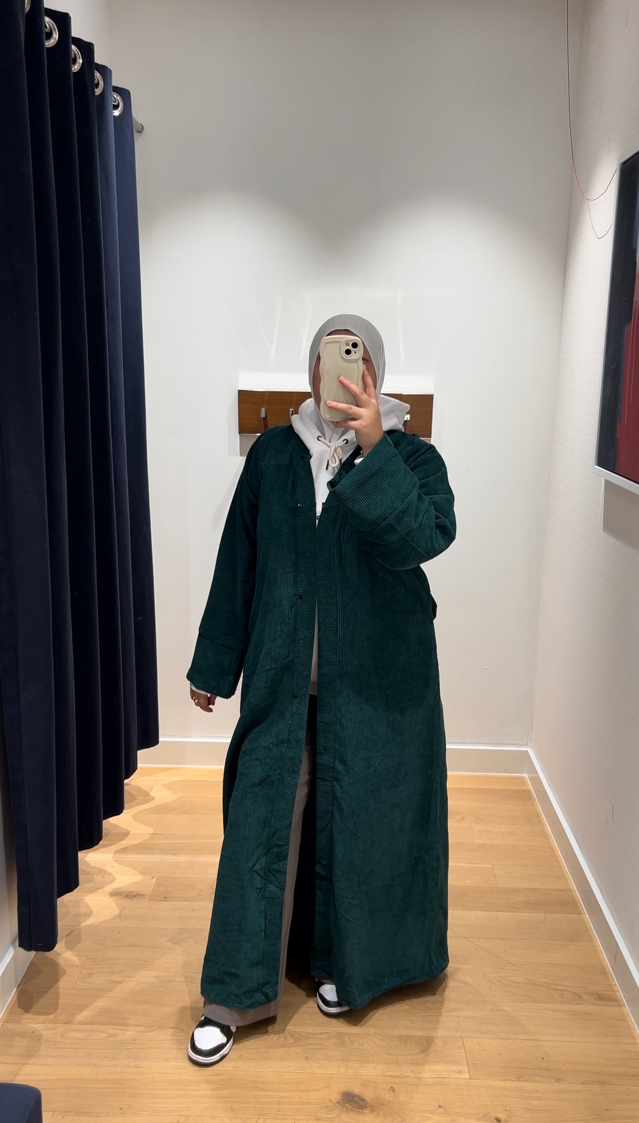 Badr Corduroy Abaya Coat in Green