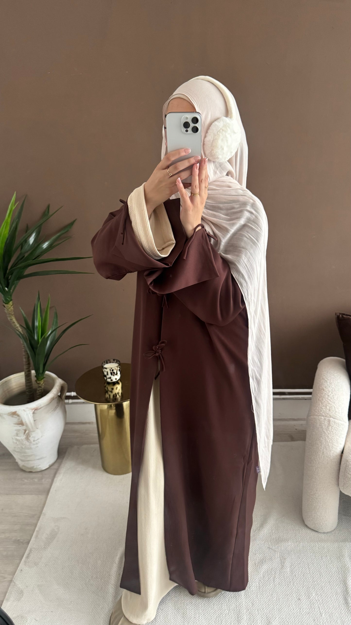 Sarah abaya Coat in  Brown