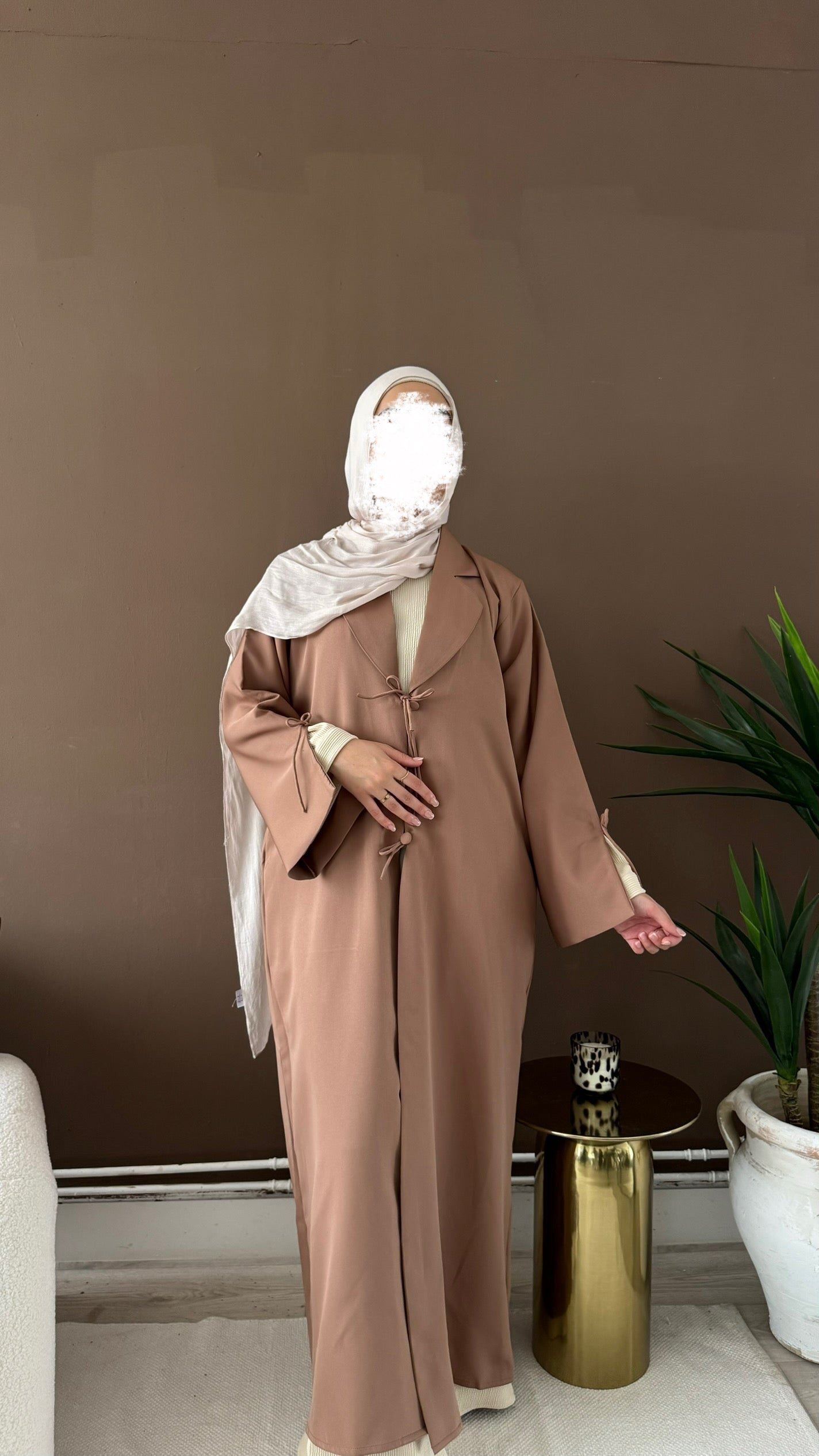 Sarah abaya Coat in Caramel