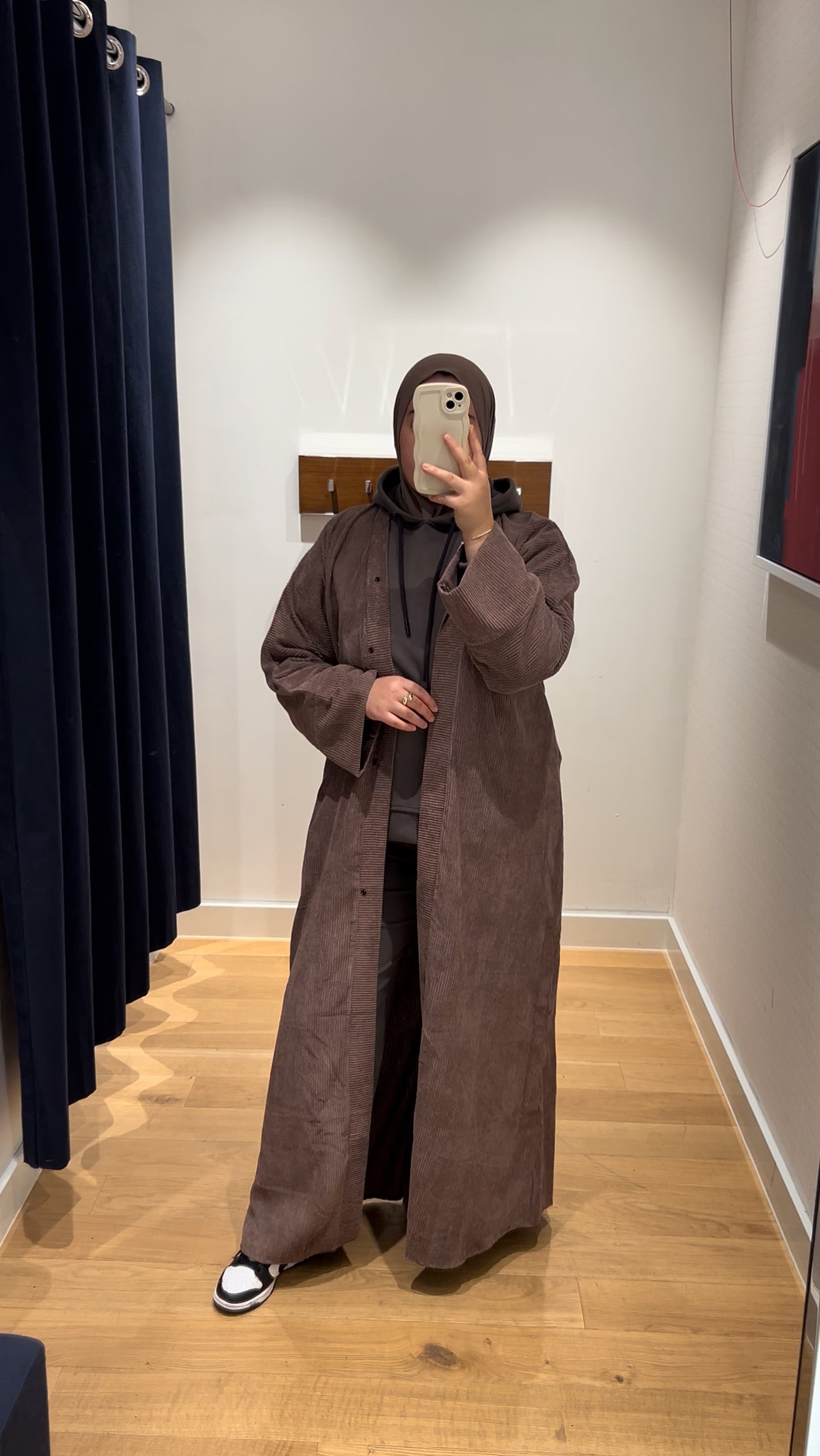 Badr Corduroy Abaya Coat in Brown