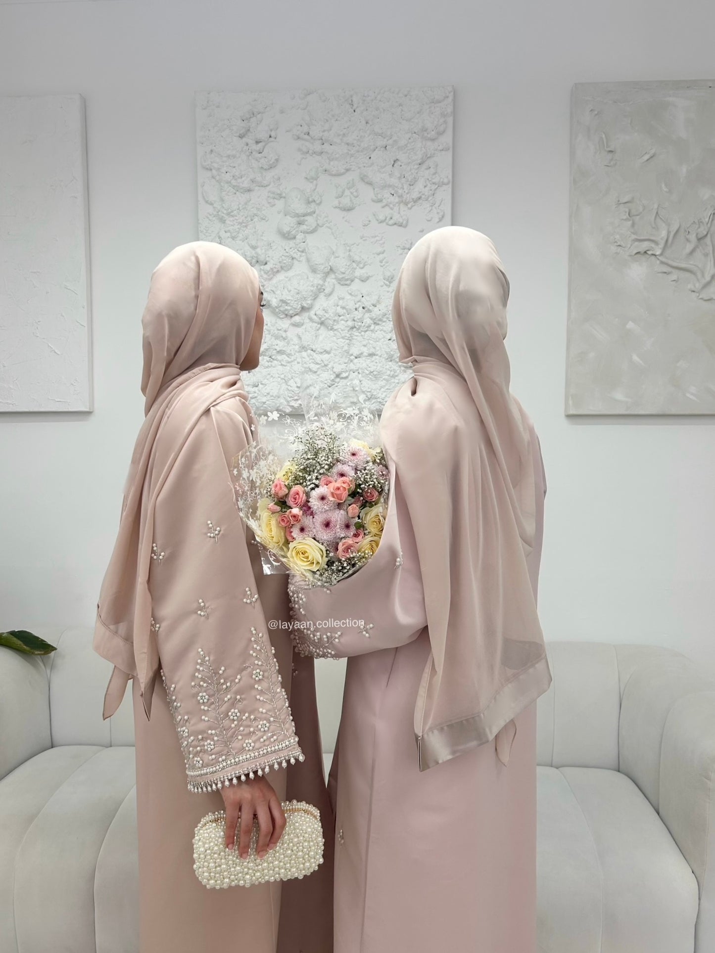 Nawra Abaya in Blush