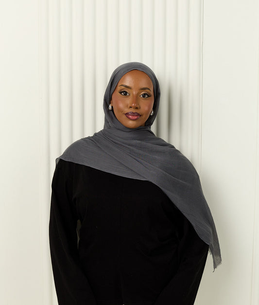 Cotton Silk Hijab in Stone Grey