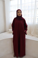 Lina Abaya in Burgundy